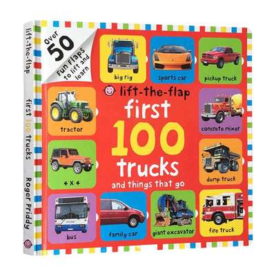 英文原版绘本 First 100 Trucks and Things That Go Lift The Flap 我的100辆汽车翻翻书 精装大开本纸 英文版 进口英语原版书籍