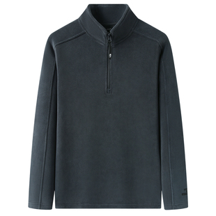 双面奥粒绒半拉链卫衣男士冬季一体绒加绒加厚保暖上衣立领外套潮