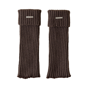 咖色袜套袜子女针织长筒袜叠穿护脚腕腿套秋冬加厚保暖棕色堆堆袜