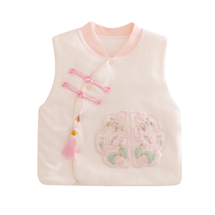 婴儿马甲夹棉背心女宝宝秋冬季马夹坎肩中国风拜年服过年衣服纯棉