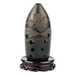 踏古陶埙十孔专业黑陶埙笔筒双腔埙乐器初学者自学古埙吹奏乐器