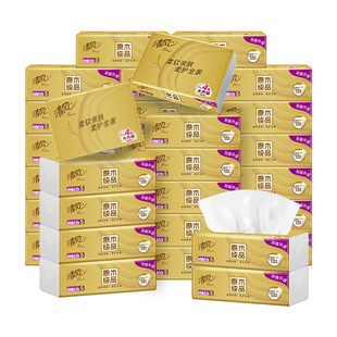 清风抽纸金装纸巾4层加厚80抽餐巾纸家用面纸卫生纸实整箱惠装