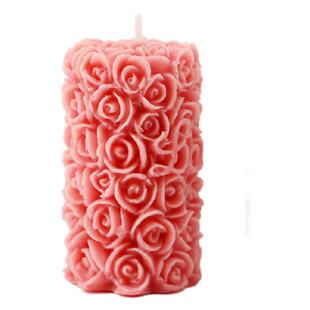 跨境手工玫瑰花柱香薰蜡烛雕花造型香氛无烟烛台摆件生日腊烛礼品