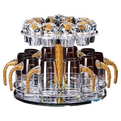 钻石切面金箔白酒杯分酒器套装