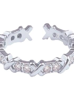 女钛钢小众高级感银色镶钻戒指