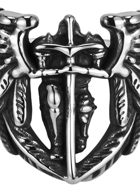 男钛钢复古大天使长圣米迦勒戒指