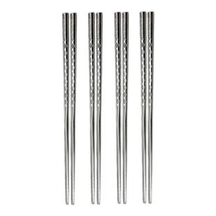 俄皇LOMONOSOV钴蓝网纹镜面系列高档不锈钢筷子四双装家用送礼