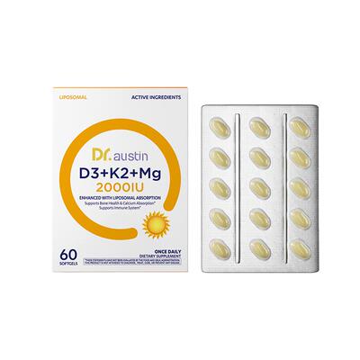 3盒装DR.AUSTIN益安美维生素D3+K2+镁三合一2000iu成人青少年补钙