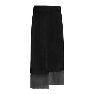 COCOBELLA珠光人丝拼接半身裙