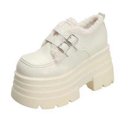 英伦风毛毛鞋松糕保暖乐福鞋女