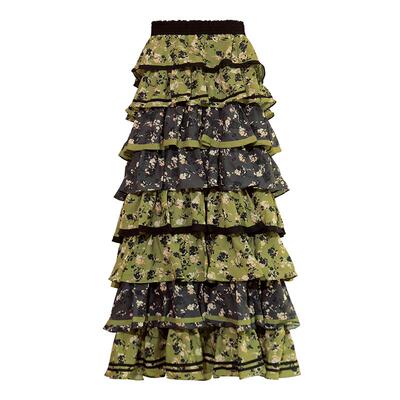 VisualMood复古碎花度假蛋糕裙