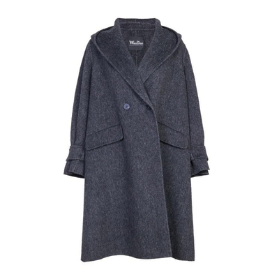 婉甸2025年新品火山灰连帽双面呢中长款大衣毛呢外套女1244C15SX3