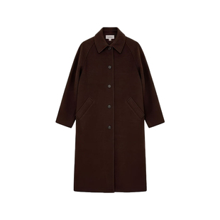 Lorene羊毛大衣女2025秋冬新品长款毛呢大衣蚕丝手工法式外套女