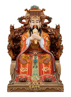 纯铜丹彩玉皇大帝王母娘娘像摆件