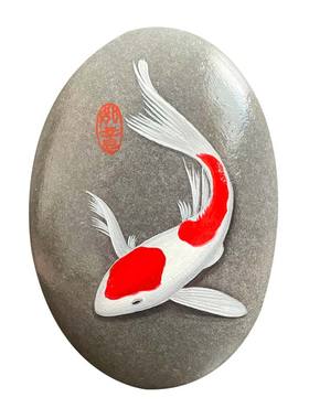 石头摆件现代简约办公室纯手绘