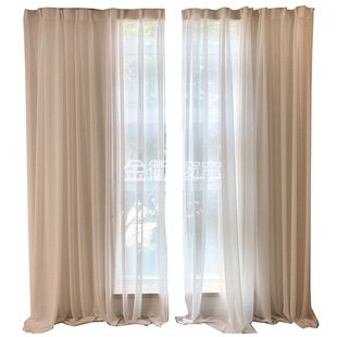 简约现代窗帘抗静电防刮雪纺白纱客厅卧室纱帘金刚纱超高白色窗纱
