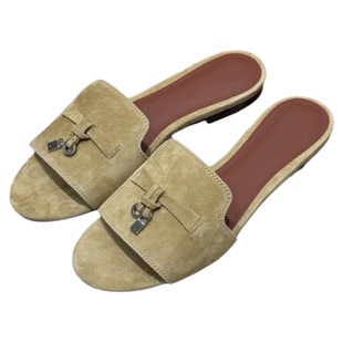 2026夏新款lp拖鞋女流苏扣平底凉拖鞋外穿一字粗跟露趾懒人拖鞋