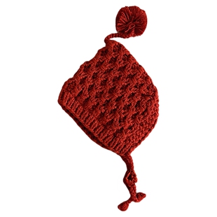 宝宝帽子秋冬季保暖精灵帽可爱挂球针织百搭儿童手工帽婴儿护耳帽