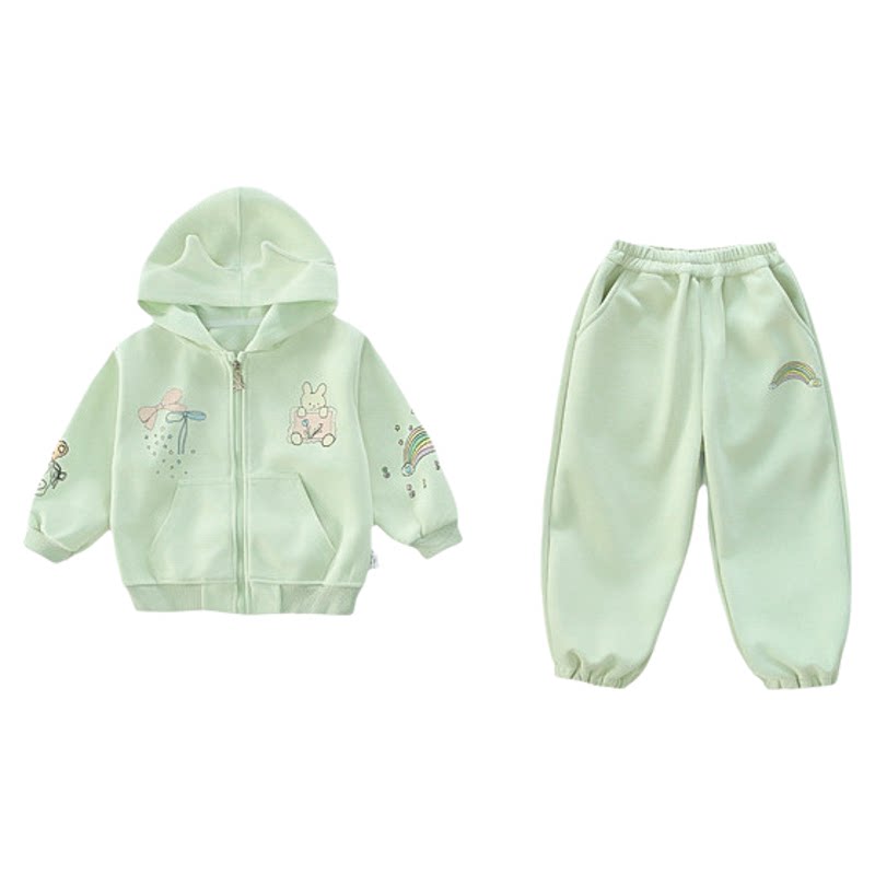 女童春装套装2026新款春秋季女孩休闲洋气运动连帽衣服儿童早秋装