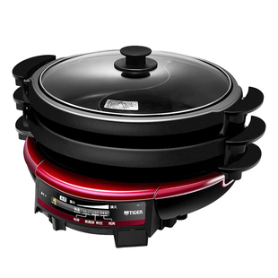 TIGER虎牌 CQD-F12C多功能电火锅鸳鸯锅家用分体式不粘锅电炒锅5L
