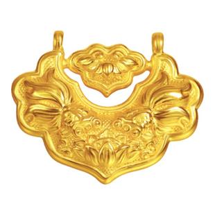 老克勒黄金硬金锦鲤金锁999足金项链项坠挂坠如意平安锁金锁包女