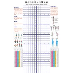 体态评估表图青少年舞蹈图挂式体姿矫正健身修复房工作室瑜伽馆