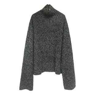 黑白混色羊绒衫女秋冬新款ins超火慵懒宽松高领加厚打底毛衣外穿