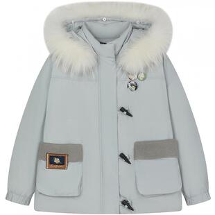 TeenieWeenie小熊女装时髦保暖学院风毛领连帽工装羽绒服派克服