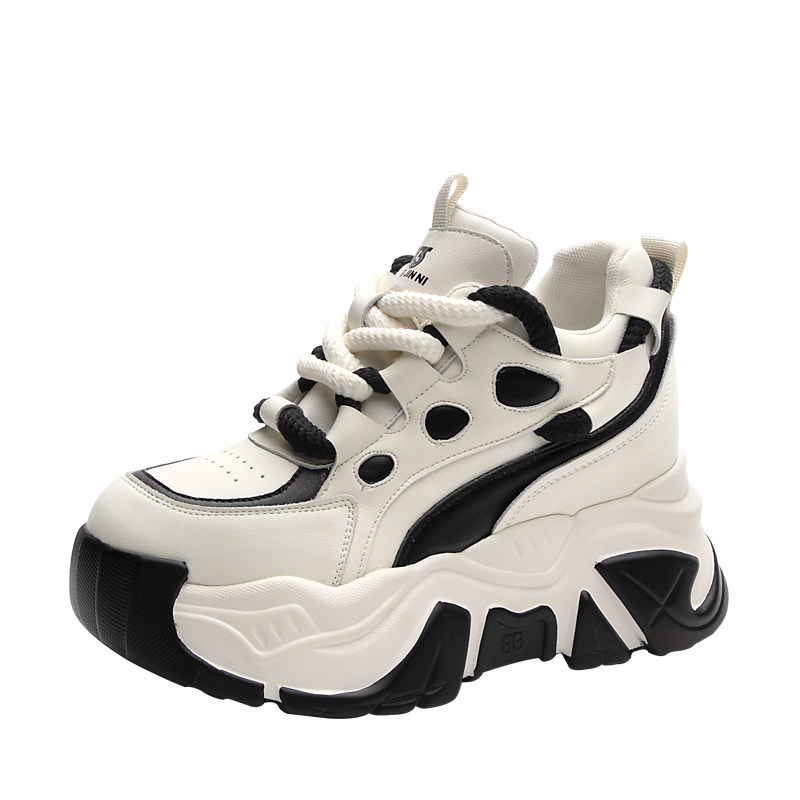 真皮老爹鞋女2026春季新款松糕厚底休闲运动小个子内增高女鞋鞋子