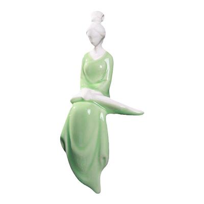 创意青瓷花宠琴棋书画仕女摆件