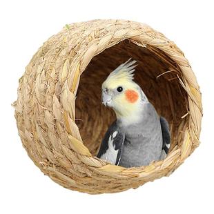 冠之亚新款虎皮牡丹玄凤草编鸟窝文鸟草窝繁殖箱保暖挂窝鹦鹉窝