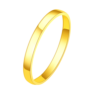 黄金戒指999足金素圈光面情侣一对细款尾戒小指按克实心纯金女男