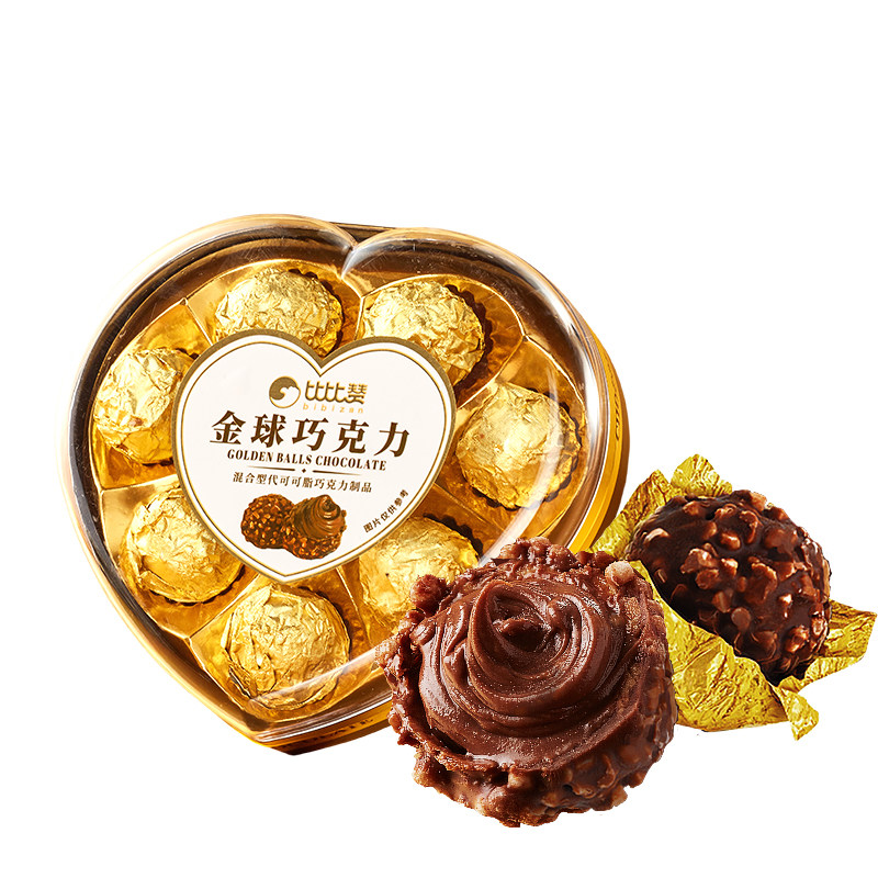 比比赞金球巧克力爱心礼盒零食糖