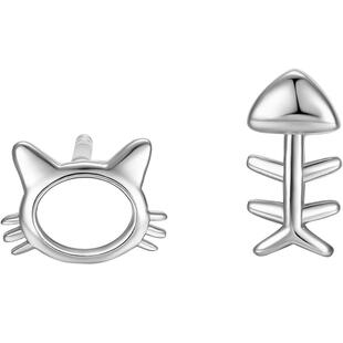 周六福小喵精耳钉S925银耳饰女小众简约百搭送女友情人节礼物