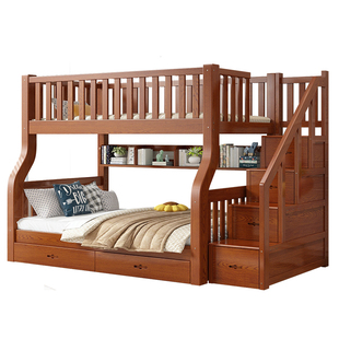 橡木儿童床上下床双层床全实木上下铺小户经济型子母床两层高低床