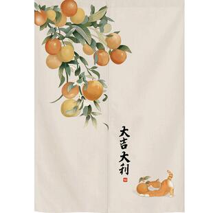 门帘家用免打孔魔术贴布艺遮挡中式隔断帘半帘厕所门口挂帘伸缩杆