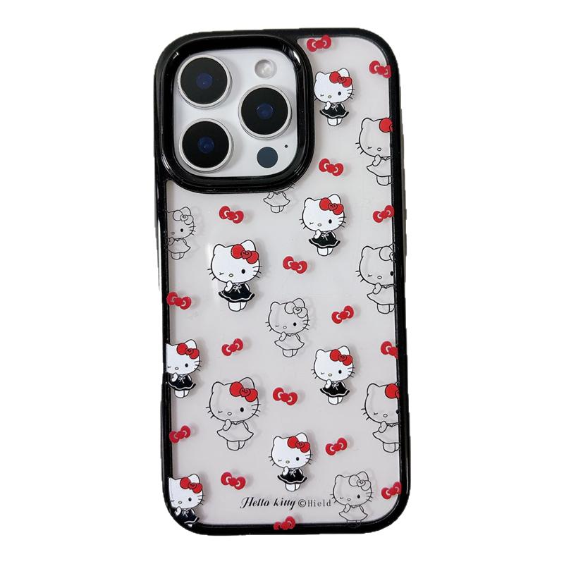日本可爱卡通凯蒂猫适用iPhone16Pro手机壳15promax软壳防摔女款14PM外壳i13保护套网红不撞款16PM透明邮票KT