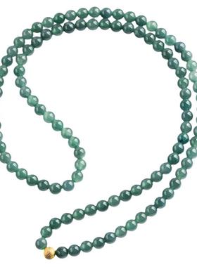 A货翡翠玉6mm蓝水玉珠毛衣链