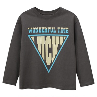 GRrr纯棉童装长袖T恤春季新款中大童宽松韩版男童外贸字母打底衫