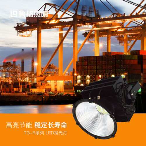 鲁格led投射灯大功率高杆灯码头探照灯船厂户外防水IP65塔吊灯