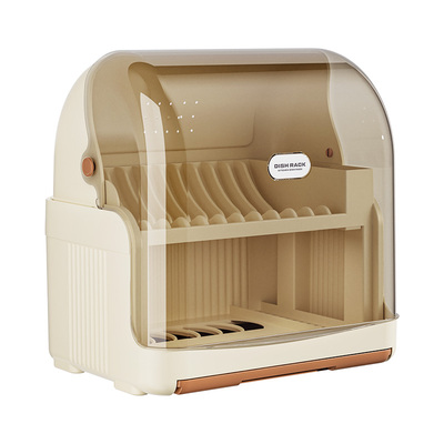 优乐匣双层防尘沥水碗碟收纳架