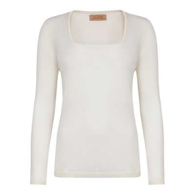 【季末折扣】FALCONERI女经典羊绒针织衫方领修身套头毛衣DMLQ250