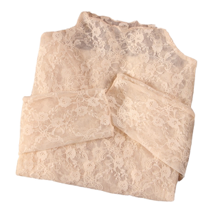 透明半高领蕾丝打底衫女秋冬2023新款毛衣内搭纱衣洋气网纱上衣女