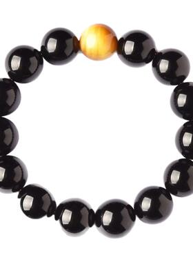 天然乌金黑曜石虎眼石手串男女款虎晴石转运串珠手链饰品朋友礼物