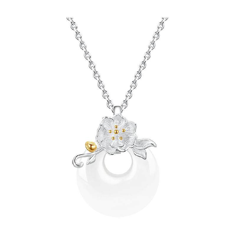 中国黄金珍尚银十二花神纯银项链女款2025新款生日礼物送女友S925