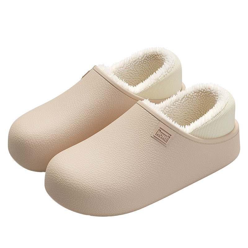 红豆防水棉拖鞋女款冬季包跟2025新款室内家居保暖加绒厚底棉鞋男