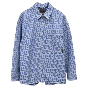 春秋ABLE JEANS中性款水洗提花牛仔夹克型衬衫休闲潮流外套帅