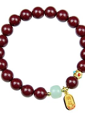 百来顺女生款朱砂和田玉原创手链