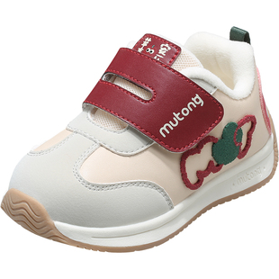 牧童儿童红色运动鞋男童秋冬减震幼童鞋小孩跑步鞋女童舒适休闲鞋