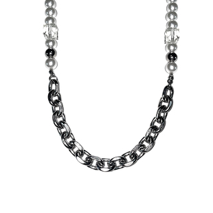 yyds 方型水晶珍珠项链2025年新款女轻奢小众ins嘻哈锁骨链男潮牌